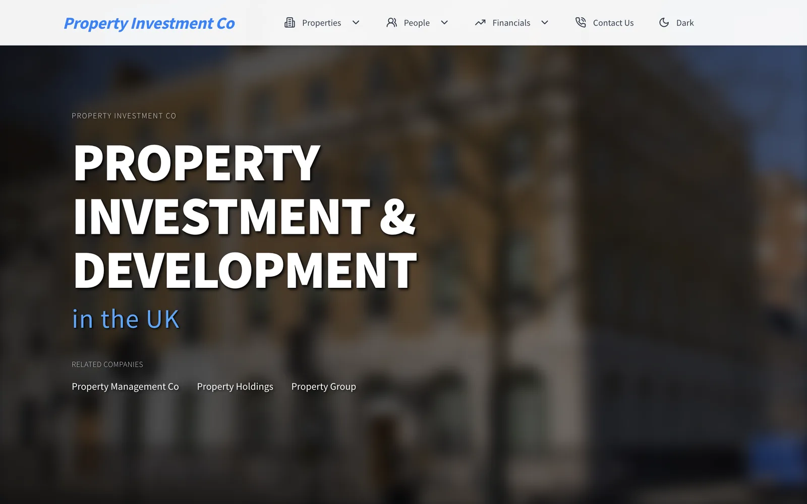 Home page for the investment company.